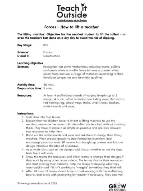 How to Lift a Teacher